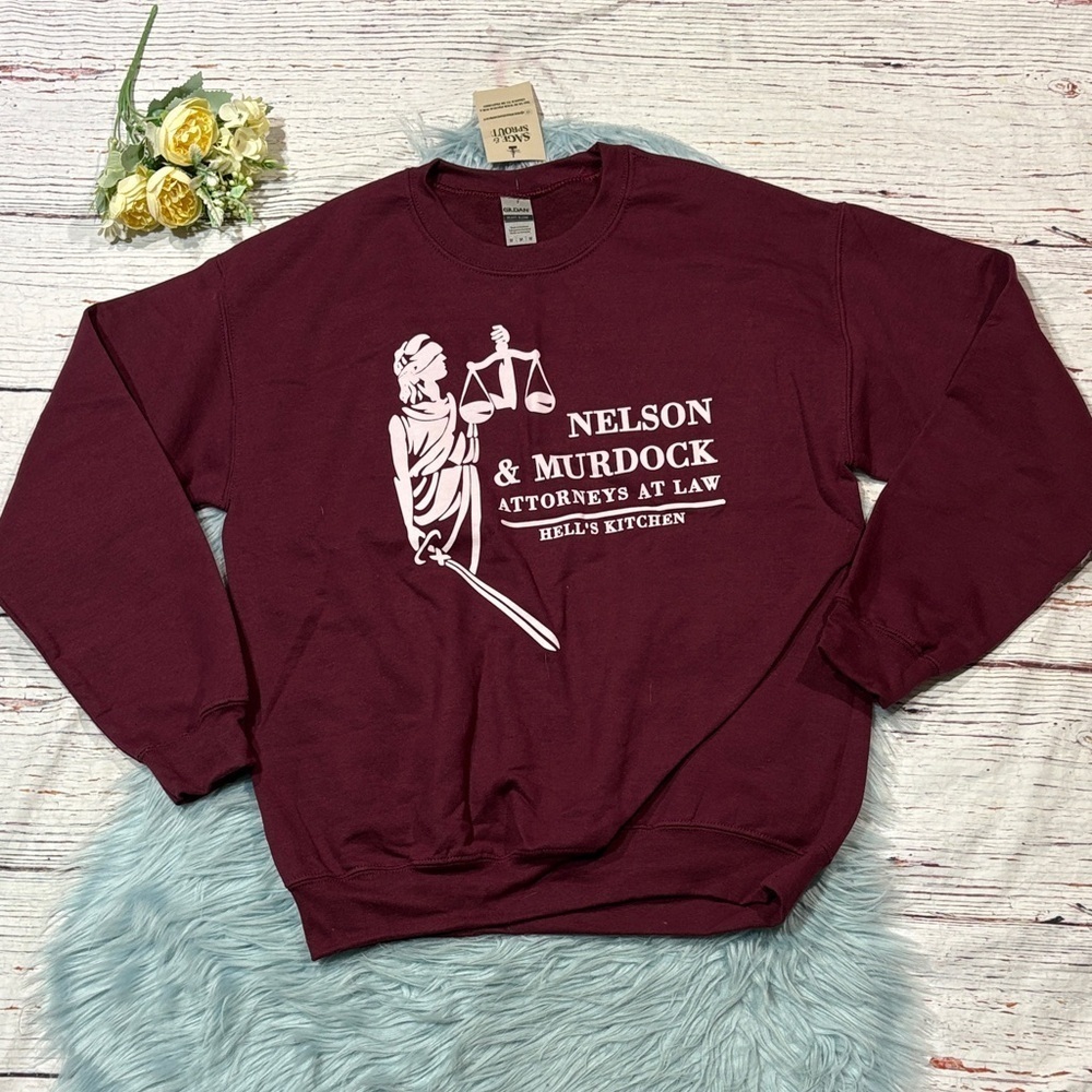 NWT Sage & Sprout Nelson & Murdock Marvel Daredevil Crewneck Sweatshirt - Picture 1 of 7